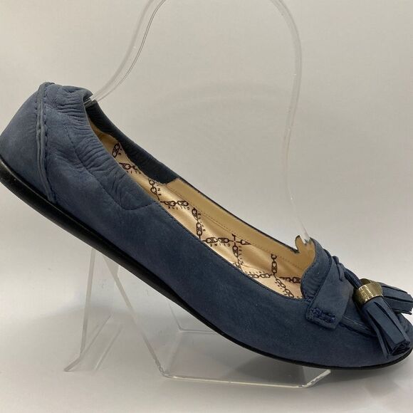 Celine Iconic Blue Suede Loafers With Tassel Size 38 - Picture 7 of 9